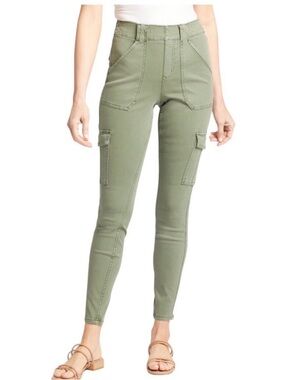 SPANX size L Stretch Twill Ankle Cargo Pant Soft Sage Olive length 38”